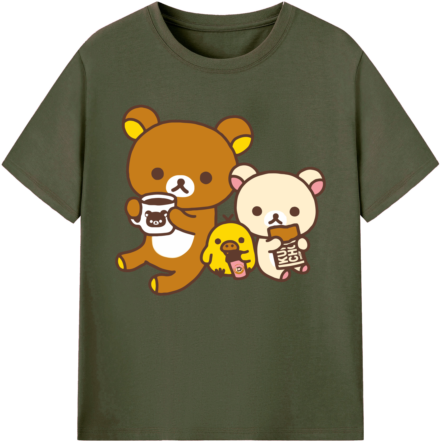 （画像用） リラックマ リラックマ キイロイトリ Rilakkuma Korilakkuma Kiiroitori 綿100％ メンズ半袖Tシャツ｜肌触りやわらか＆通気性